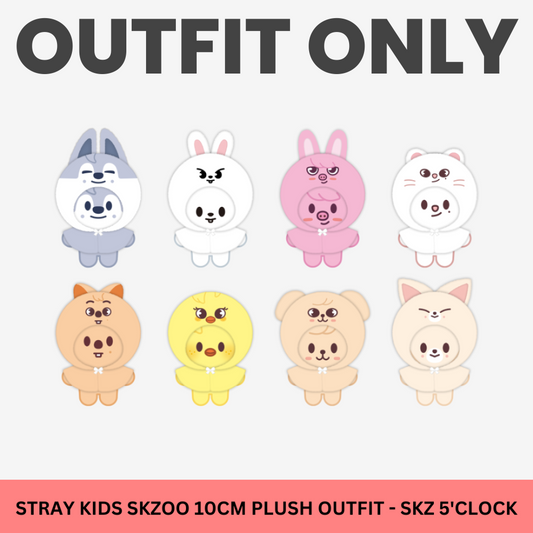 (PRE-ORDER) STRAY KIDS SKZOO 10CM PLUSH OUTFIT - SKZ 5'CLOCK (8 VERSIONS)