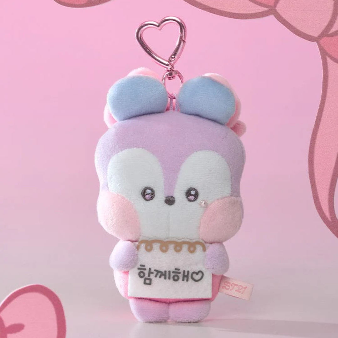BT21 minini I LOVE YOU MESSAGE BOOK PLUSH KEYRING RIBBONED U (7 VERSIONS) - LightUpK