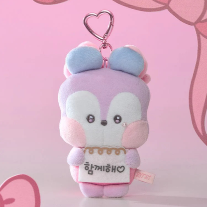 BT21 minini I LOVE YOU MESSAGE BOOK PLUSH KEYRING RIBBONED U (7 VERSIONS) - LightUpK
