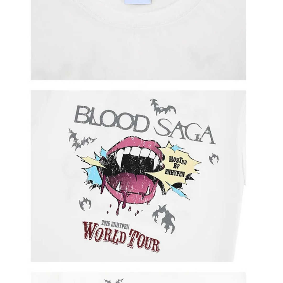 ENHYPEN - BLOOD SAGA WORLD TOUR OFFICIAL MD S/S T-SHIRT (WHITE) (2 SIZES)