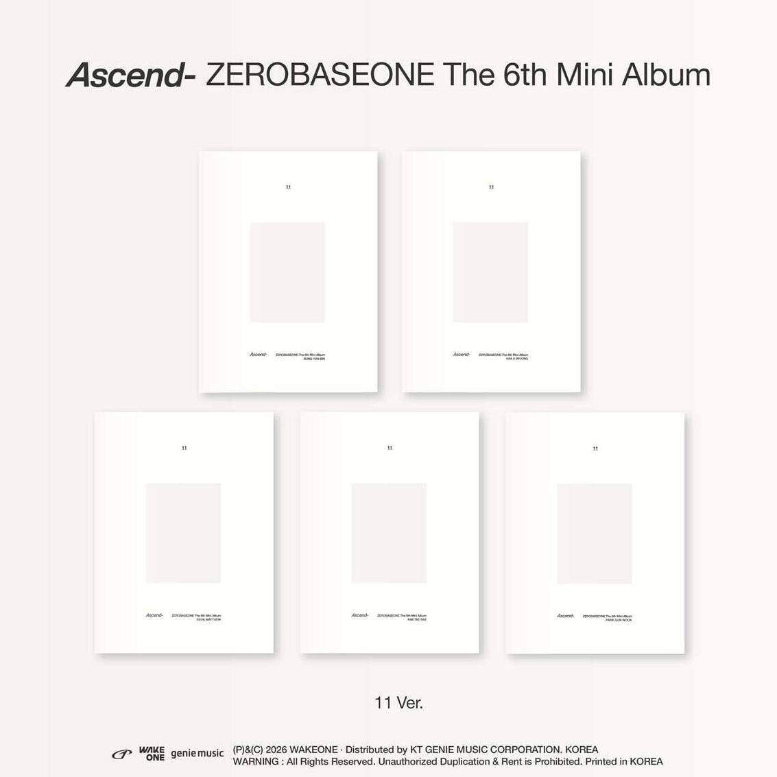 (PRE-ORDER) ZEROBASEONE - THE 6TH MINI ALBUM [ASCEND-] 11 VER. (5 VERSIONS) RANDOM - LightUpK