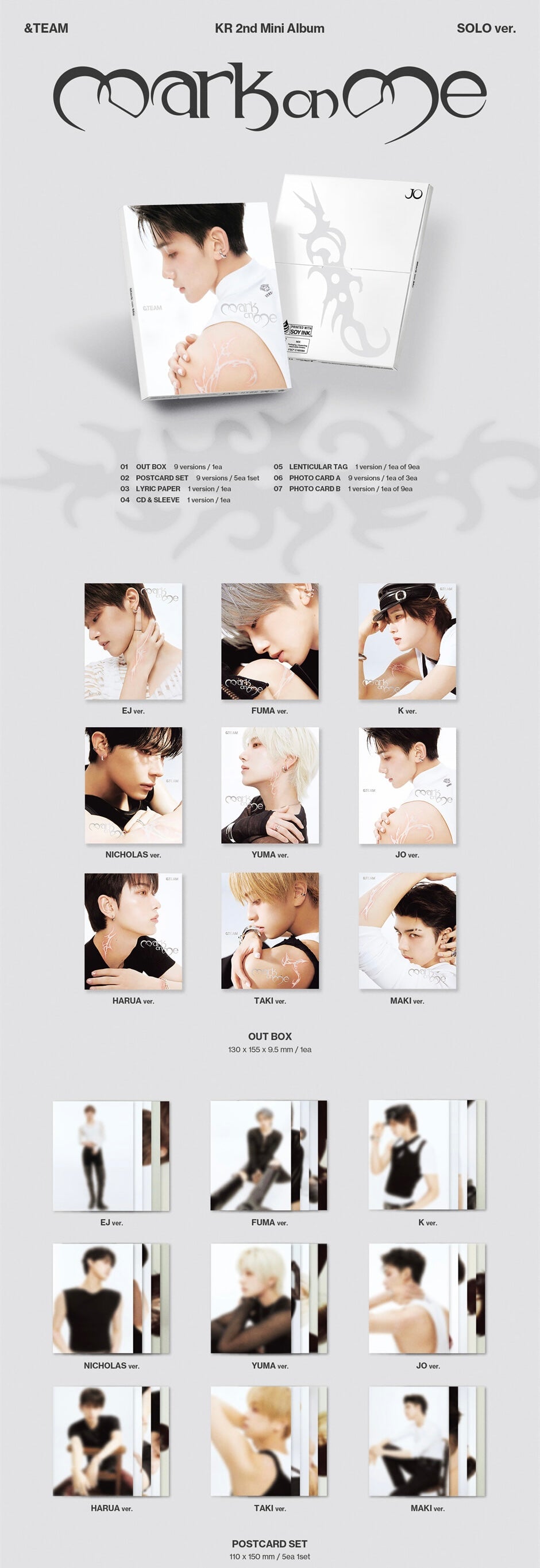 (PRE-ORDER) &TEAM - KR 2ND MINI ALBUM [MARK ON ME] SOLO VER. (9 VERSIONS) RANDOM
