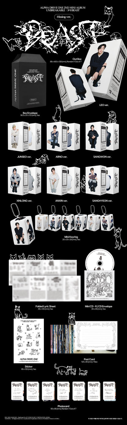 (PRE-ORDER) [hello82] [hello82 EXCLUSIVE] ALPHA DRIVE ONE - 2ND MINI ALBUM [UNBREAKABLE : 少年BEAST] HISSING VER. (7 VERSIONS) RANDOM