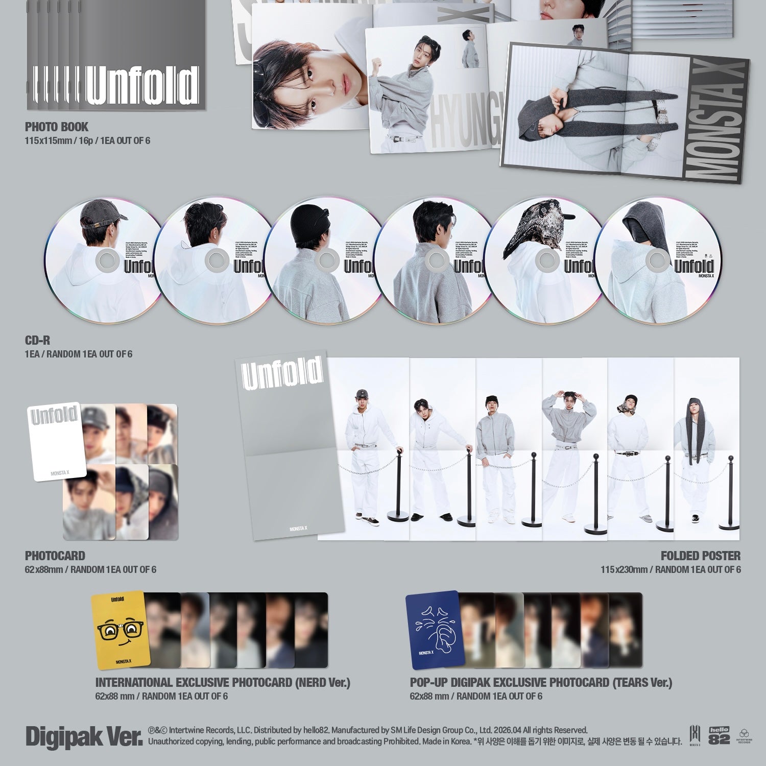 [HELLO82] [POP-UP EXCLUSIVE] MONSTA X - UNFOLD (DIGIPAK VER.) (6 VERSIONS) RANDOM - LightUpK