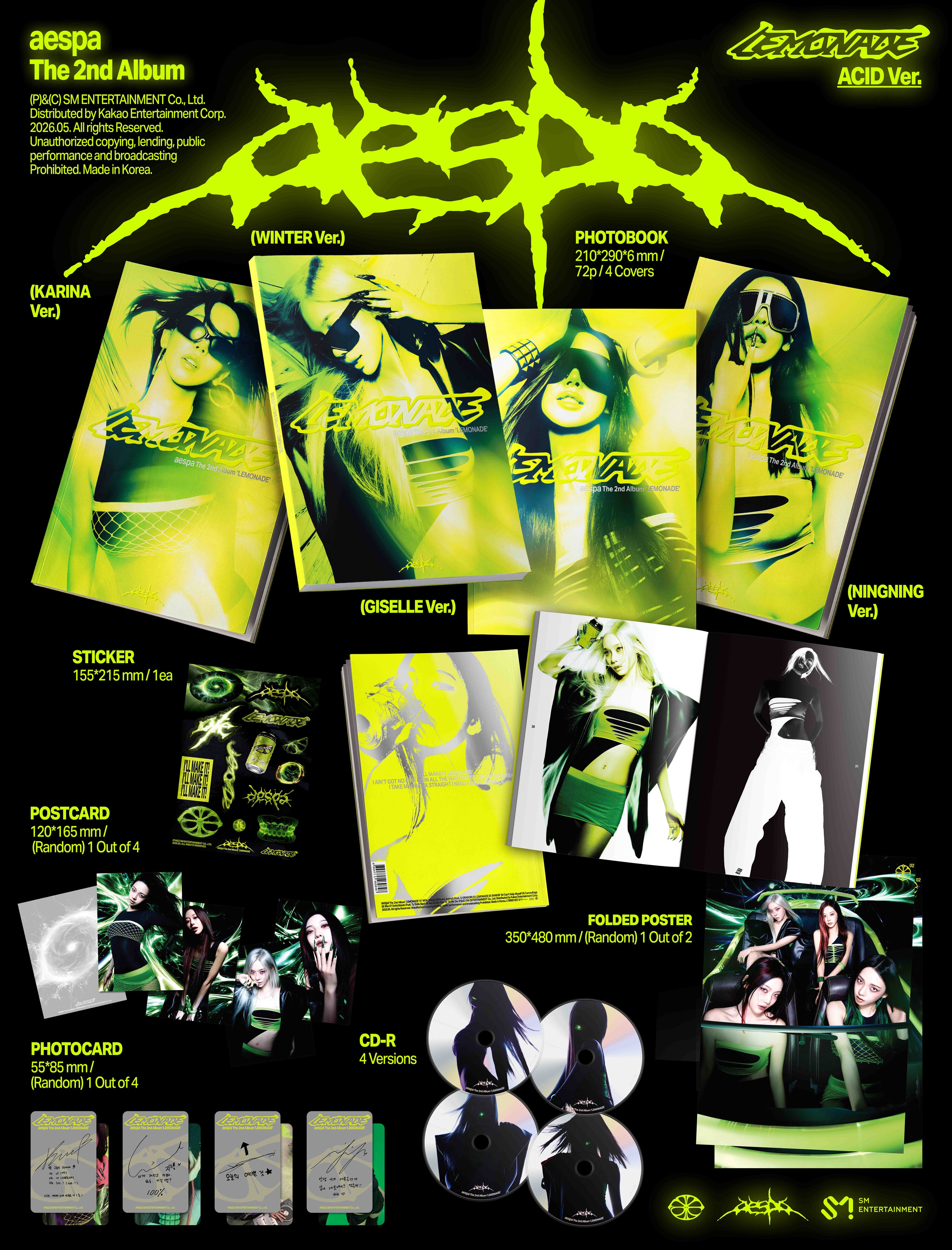 (PRE-ORDER) AESPA - 2ND ALBUM [LEMONADE] (ACID VER.) (4 VERSIONS) RANDOM
