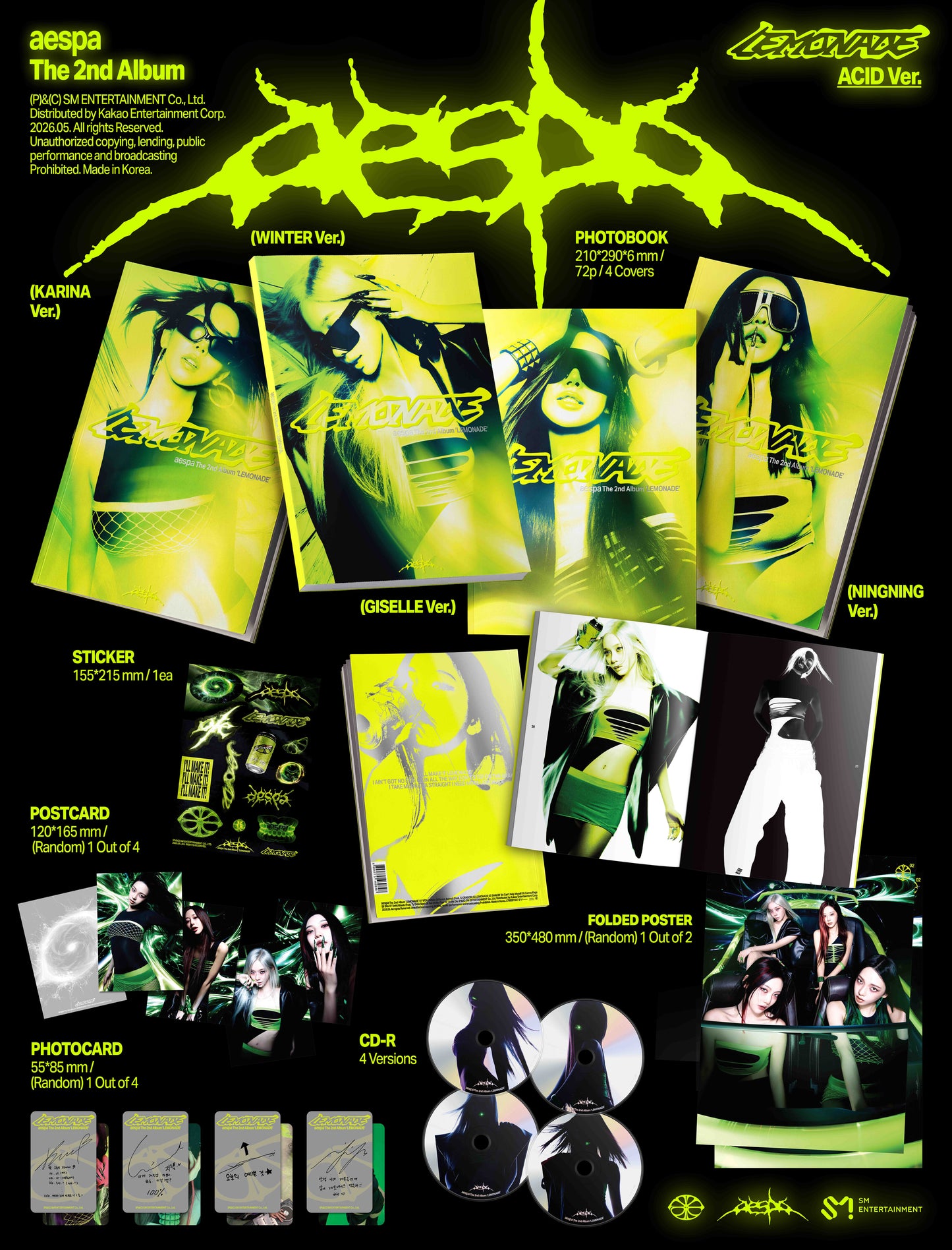 (PRE-ORDER) AESPA - 2ND ALBUM [LEMONADE] (ACID VER.) (4 VERSIONS) RANDOM