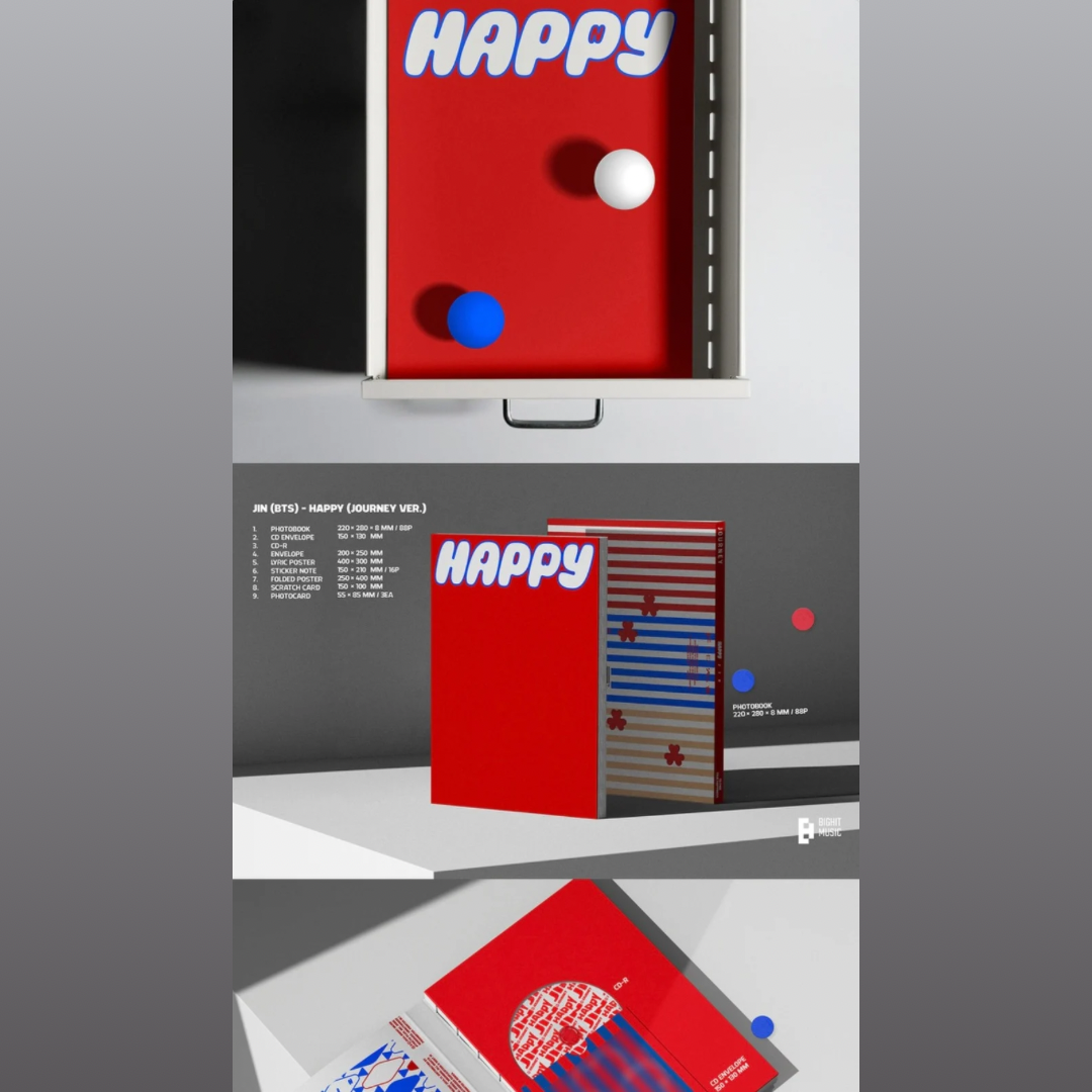 (PRE-ORDER) JIN (BTS) - HAPPY (3 VERSIONS) RANDOM