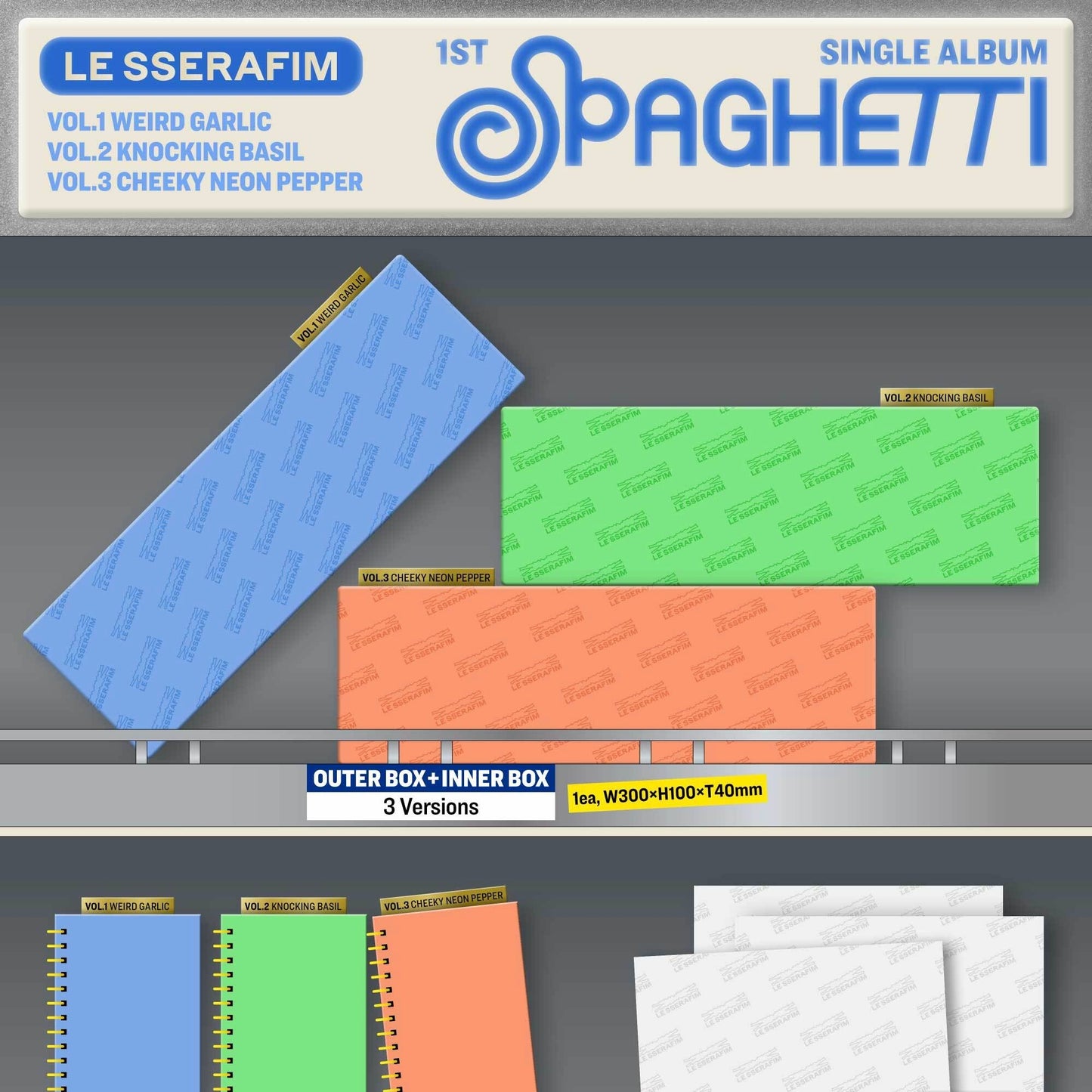 (PRE-ORDER) [HELLO82] [HELLO82 EXCLUSIVE] LE SSERAFIM - 'SPAGHETTI' (3 VERSIONS) - LightUpK