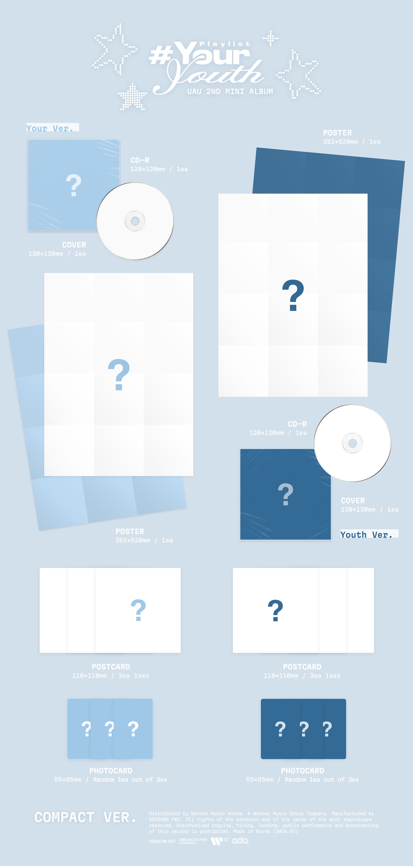 (PRE-ORDER) UAU - 2ND MINI ALBUM PLAYLIST #YOUR YOUTH [COMPACT VER.] (2 VERSIONS) RANDOM