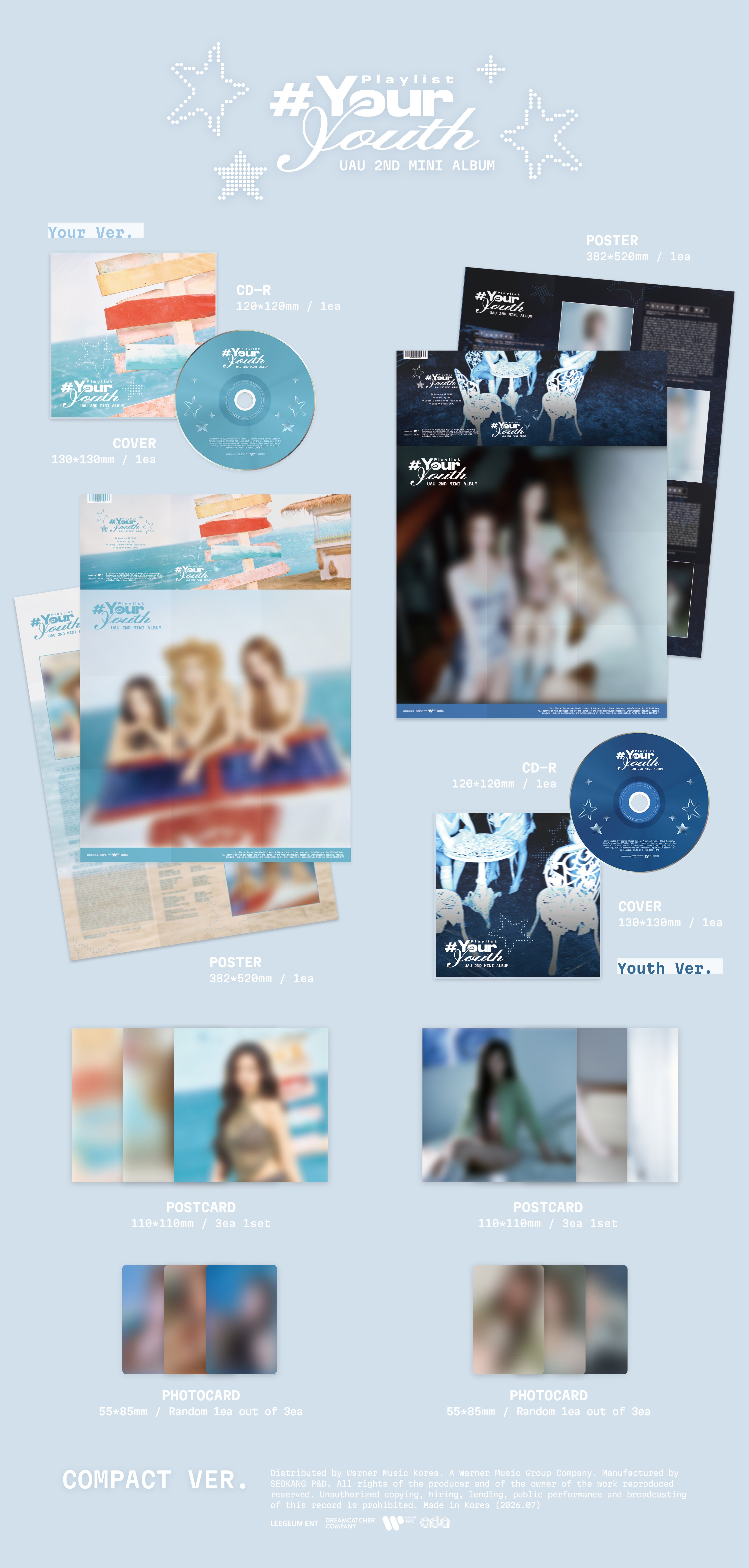 (PRE-ORDER) UAU - 2ND MINI ALBUM PLAYLIST #YOUR YOUTH [COMPACT VER.] (2 VERSIONS) RANDOM