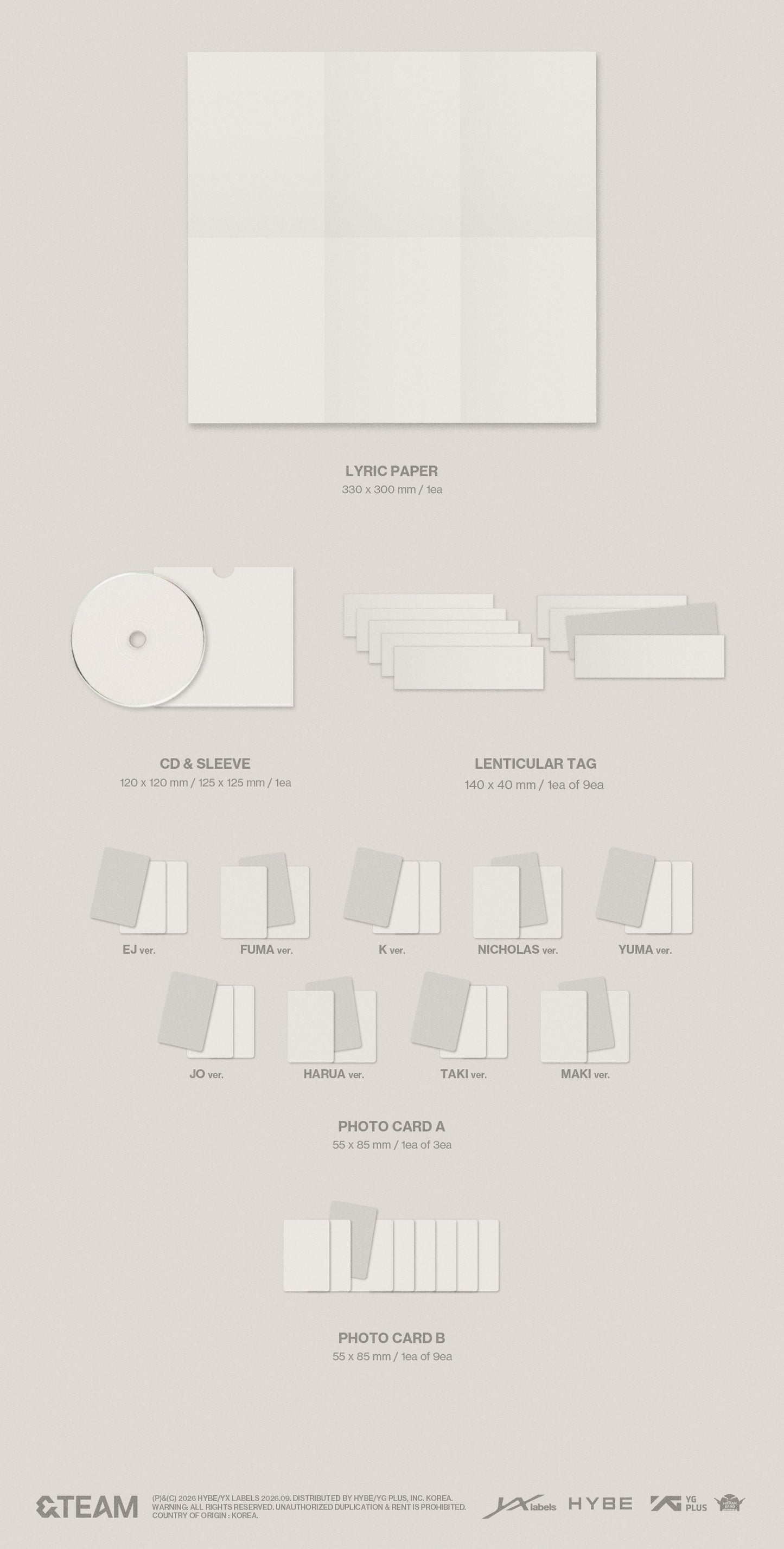 (PRE-ORDER) &TEAM - KR 2ND MINI ALBUM [MARK ON ME] SOLO VER. (9 VERSIONS) RANDOM