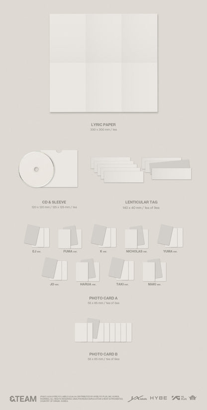 (PRE-ORDER) &TEAM - KR 2ND MINI ALBUM [MARK ON ME] SOLO VER. (9 VERSIONS) RANDOM