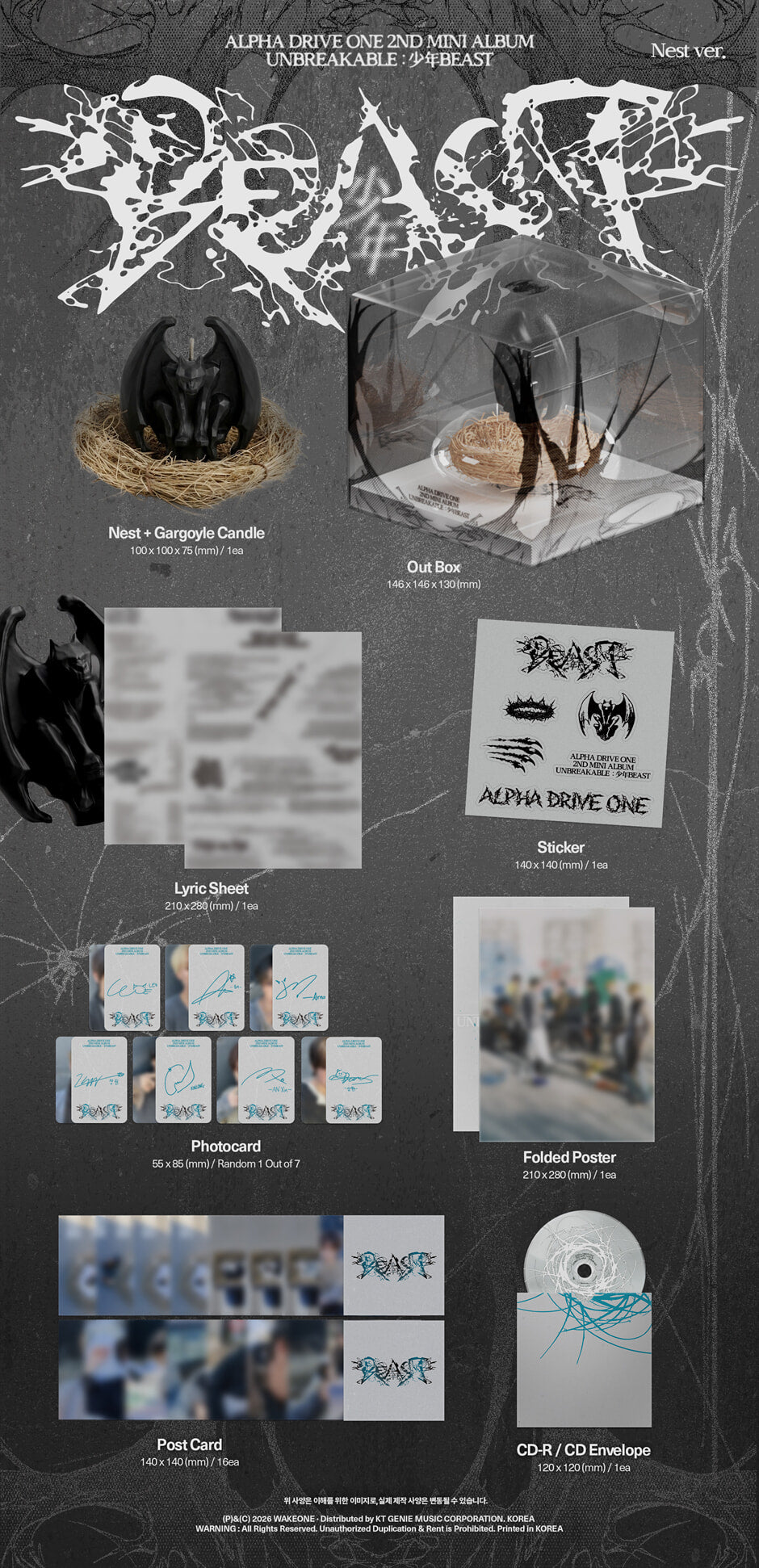 (PRE-ORDER) ALPHA DRIVE ONE - 2ND MINI ALBUM [UNBREAKABLE : 少年BEAST] NEST VER.