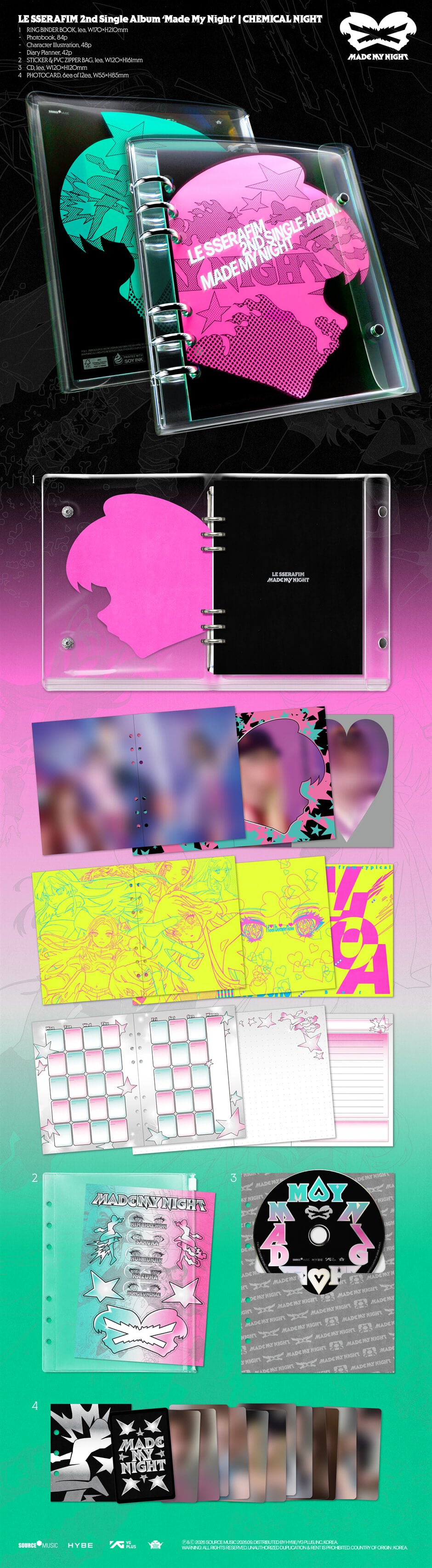 (PRE-ORDER) LE SSERAFIM - 2ND SINGLE ALBUM [MADE MY NIGHT] CHEMICAL NIGHT