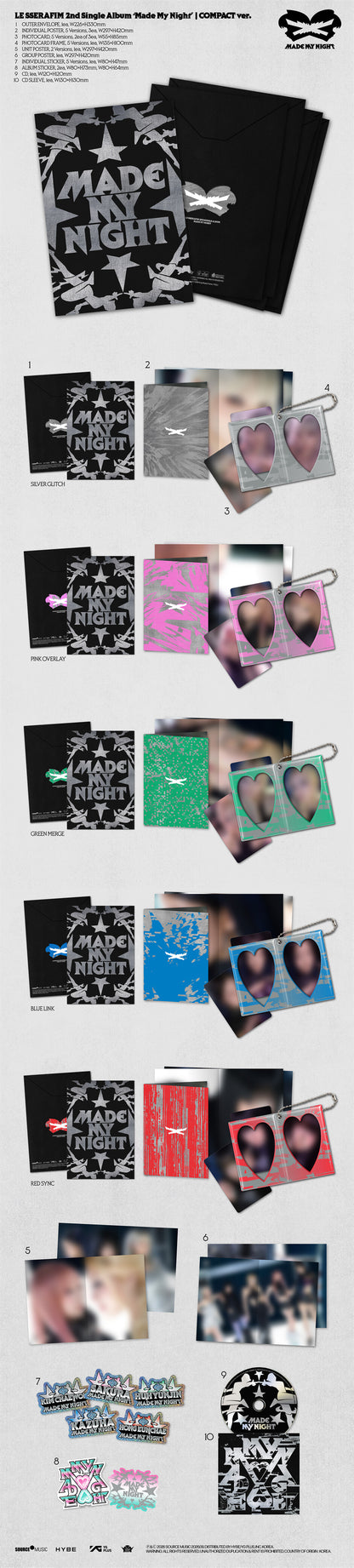 (PRE-ORDER) LE SSERAFIM - 2ND SINGLE ALBUM [MADE MY NIGHT] COMPACT VER. (5 VERSIONS) RANDOM