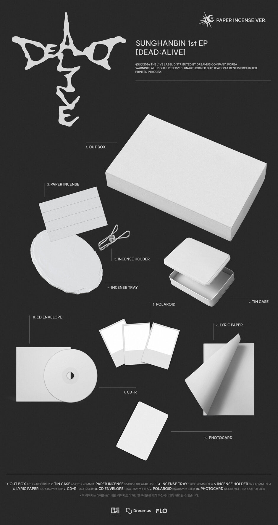 (PRE-ORDER) SUNGHANBIN - 1ST EP ALBUM [DEAD:ALIVE] (PAPER INCENSE VER.)