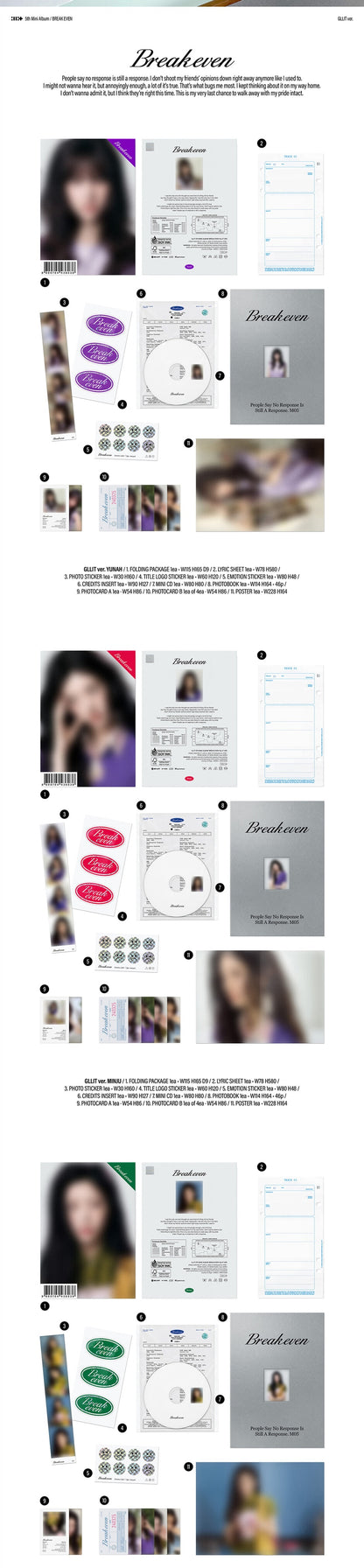 (PRE-ORDER) ILLIT - 5TH MINI ALBUM [BREAK EVEN] (GLLIT VER.) (5 VERSIONS) RANDOM
