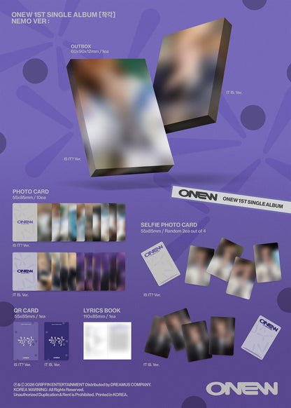 (PRE-ORDER) ONEW - 1ST SINGLE ALBUM [ILLUSION] (NEMO VER.) (2 VERSIONS)