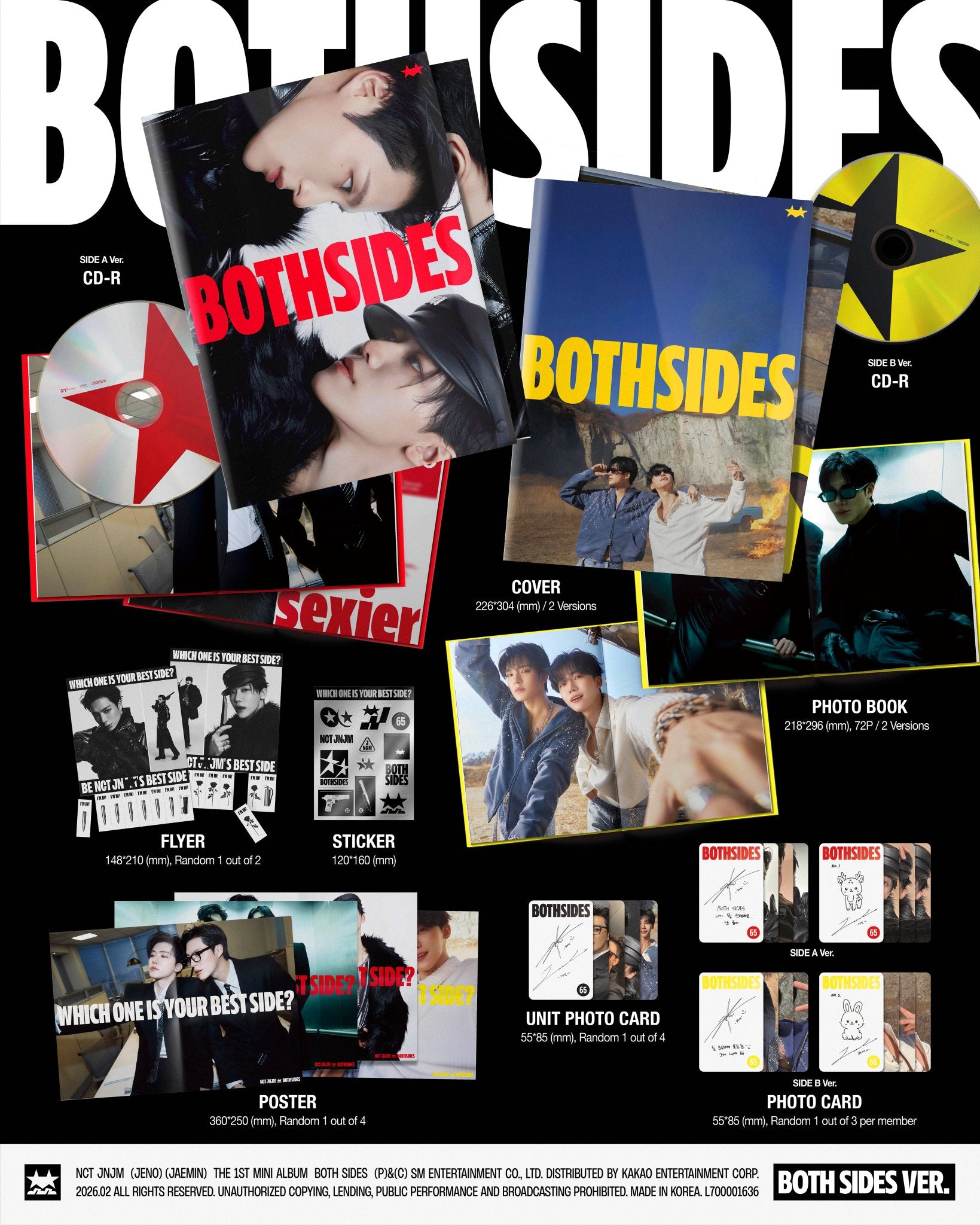 (PRE-ORDER) NCT JNJM - 1ST MINI ALBUM [BOTH SIDES] (PHOTOBOOK VER.) (2 VERSIONS) RANDOM - LightUpK