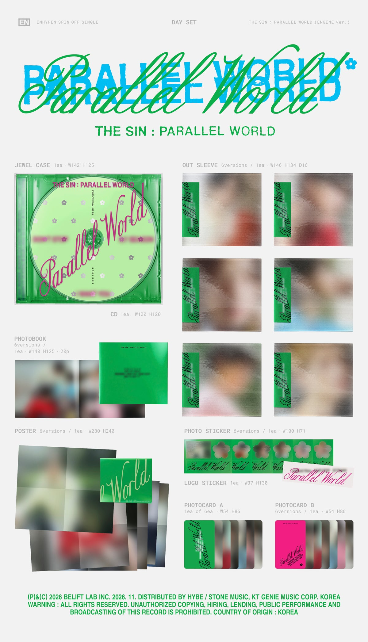 (PRE-ORDER) ENHYPEN - [THE SIN: PARALLEL WORLD] (ENGENE VER.) DAY SET (6 VERSIONS) BUNDLE - LightUpK