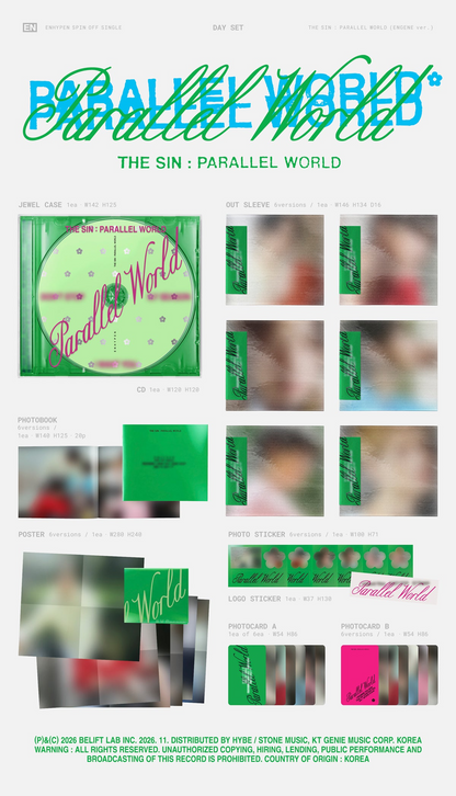 (PRE-ORDER) ENHYPEN - [THE SIN: PARALLEL WORLD] (ENGENE VER.) DAY SET (6 VERSIONS) BUNDLE - LightUpK