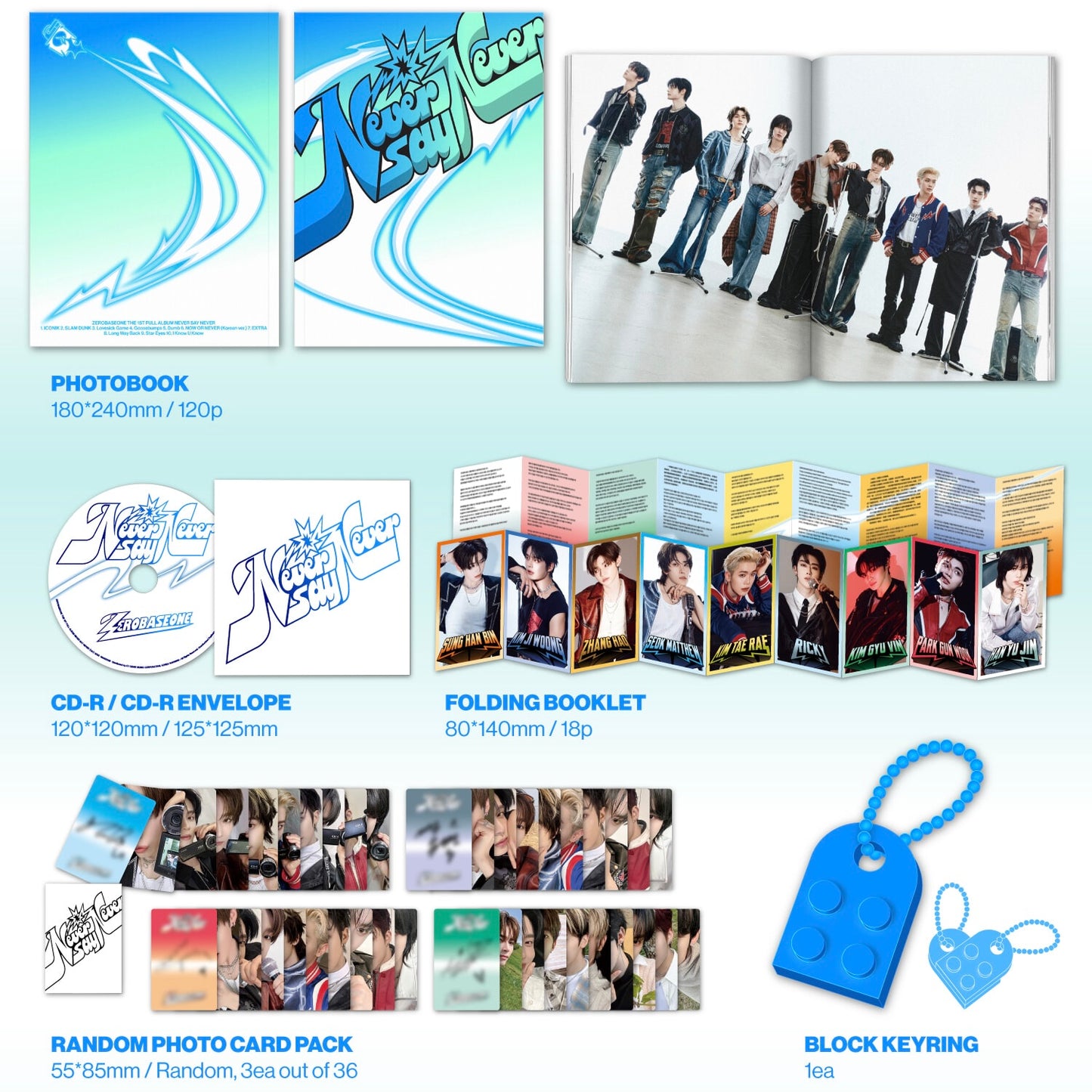 (PRE-ORDER) ZEROBASEONE - THE 1ST FULL ALBUM [NEVER SAY NEVER] PHOTOBOOK VER. (2 VERSIONS) RANDOM - LightUpK