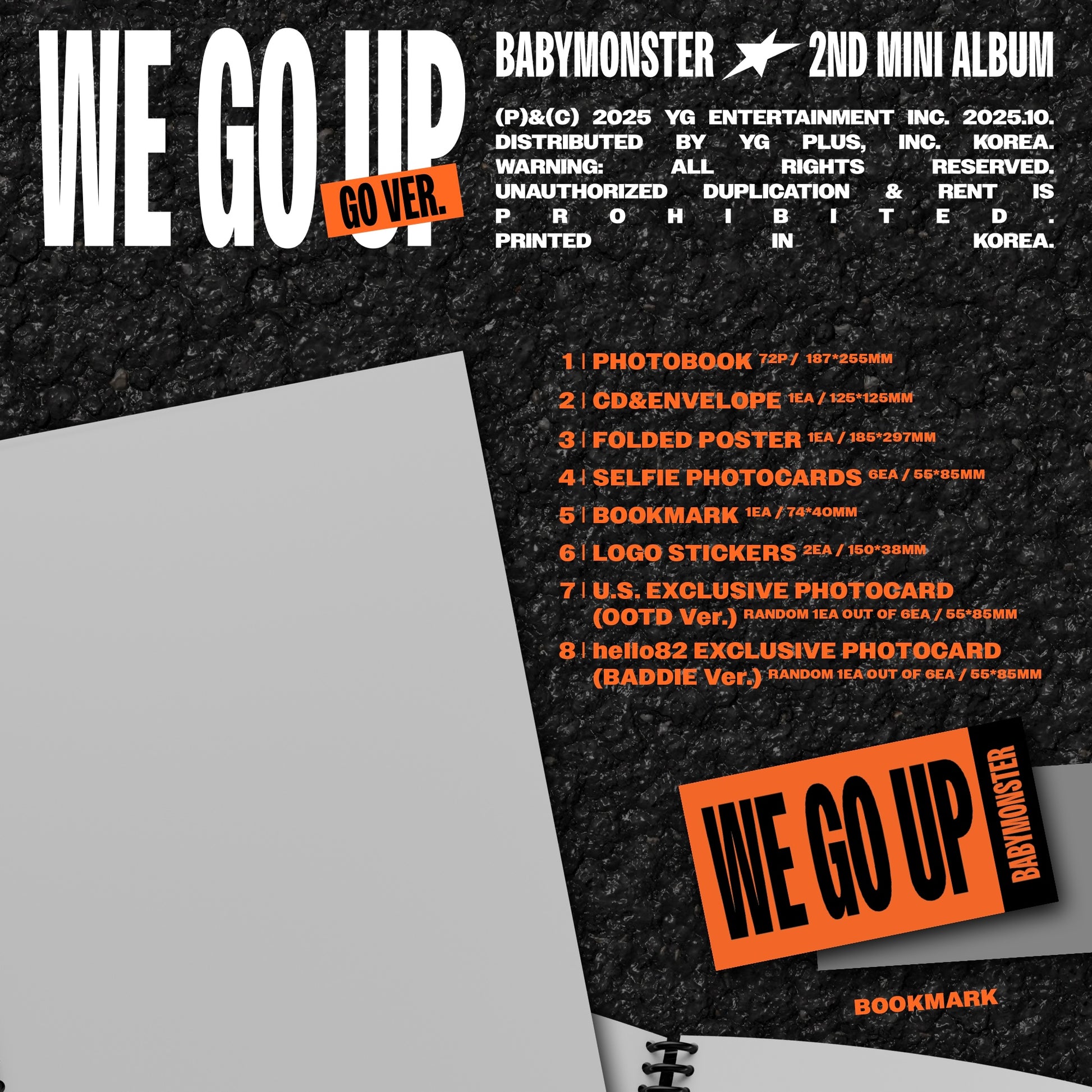 (PRE-ORDER) [HELLO82] (HELLO82 EXCLUSIVE) BABYMONSTER - WE GO UP (3 VERSIONS) - LightUpK