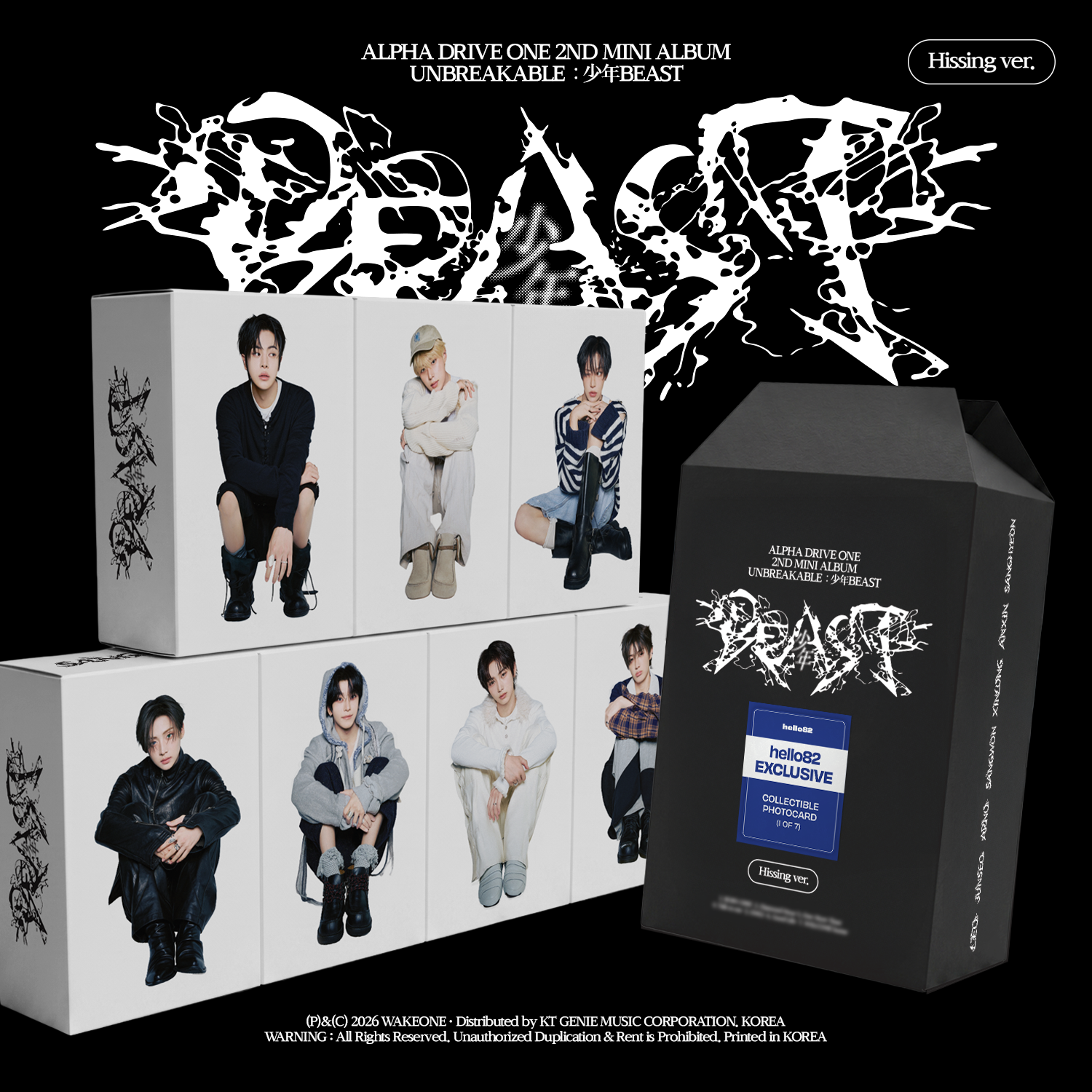 (PRE-ORDER) [hello82] [hello82 EXCLUSIVE] ALPHA DRIVE ONE - 2ND MINI ALBUM [UNBREAKABLE : 少年BEAST] HISSING VER. (7 VERSIONS) RANDOM