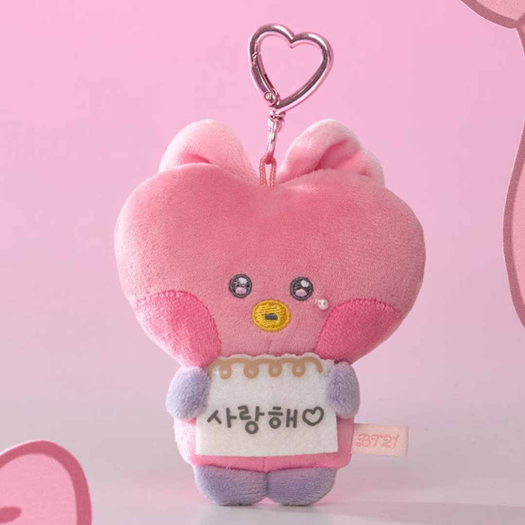 BT21 minini I LOVE YOU MESSAGE BOOK PLUSH KEYRING RIBBONED U (7 VERSIONS) - LightUpK