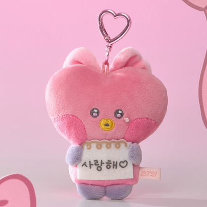 BT21 minini I LOVE YOU MESSAGE BOOK PLUSH KEYRING RIBBONED U (7 VERSIONS) - LightUpK
