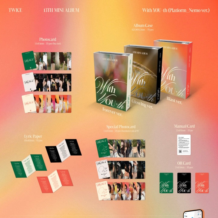 TWICE - 13TH MINI ALBUM [WITH YOU-TH] (PLATFORM NEMO VER.) (3 VERSIONS)