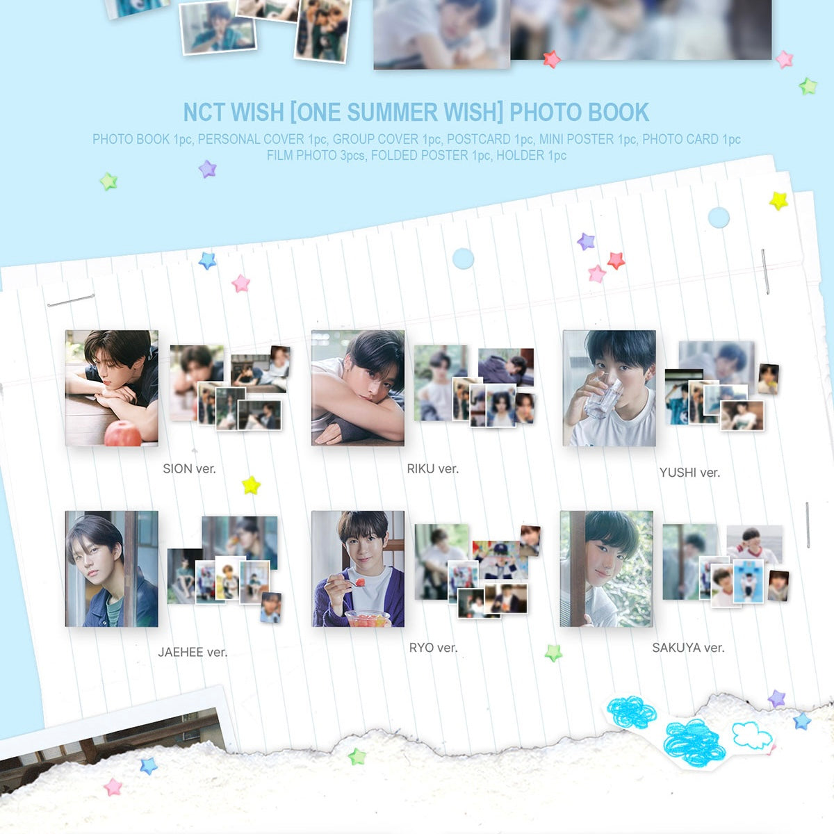 NCT WISH - 01 PHOTO BOOK / 2025 NCT WISH THE 1ST PHOTO EXHIBITION [ONE SUMMER WISH] OFFICIAL MD (6 VERSIONS) - LightUpK