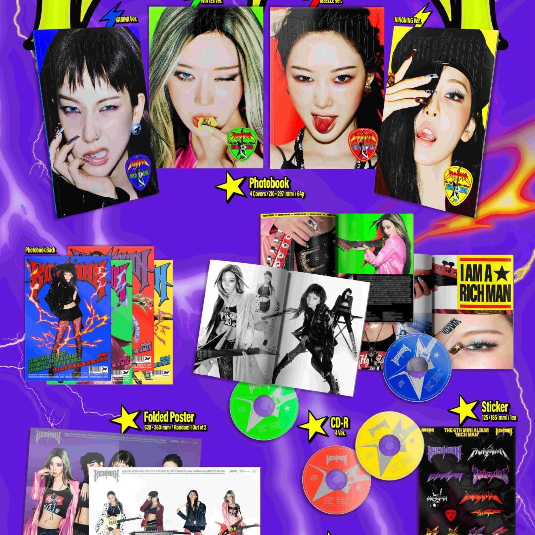 (PRE-ORDER) AESPA - 6TH MINI ALBUM [RICH MAN] (ENERGY VER.) (4 VERSIONS) RANDOM - LightUpK