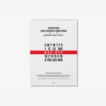 (PRE-ORDER) SEVENTEEN - 2025 WALL CALENDAR