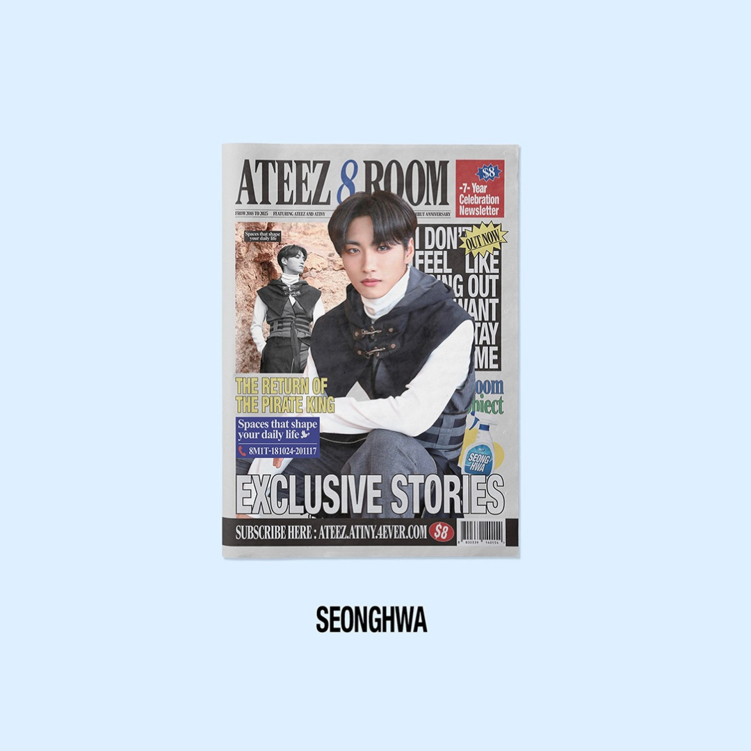 (PRE-ORDER) ATEEZ - 8ROOM POP-UP OFFICIAL MERCH - 7-YEAR CELEBRATION NEWSLETTER (8 VERSIONS) - LightUpK