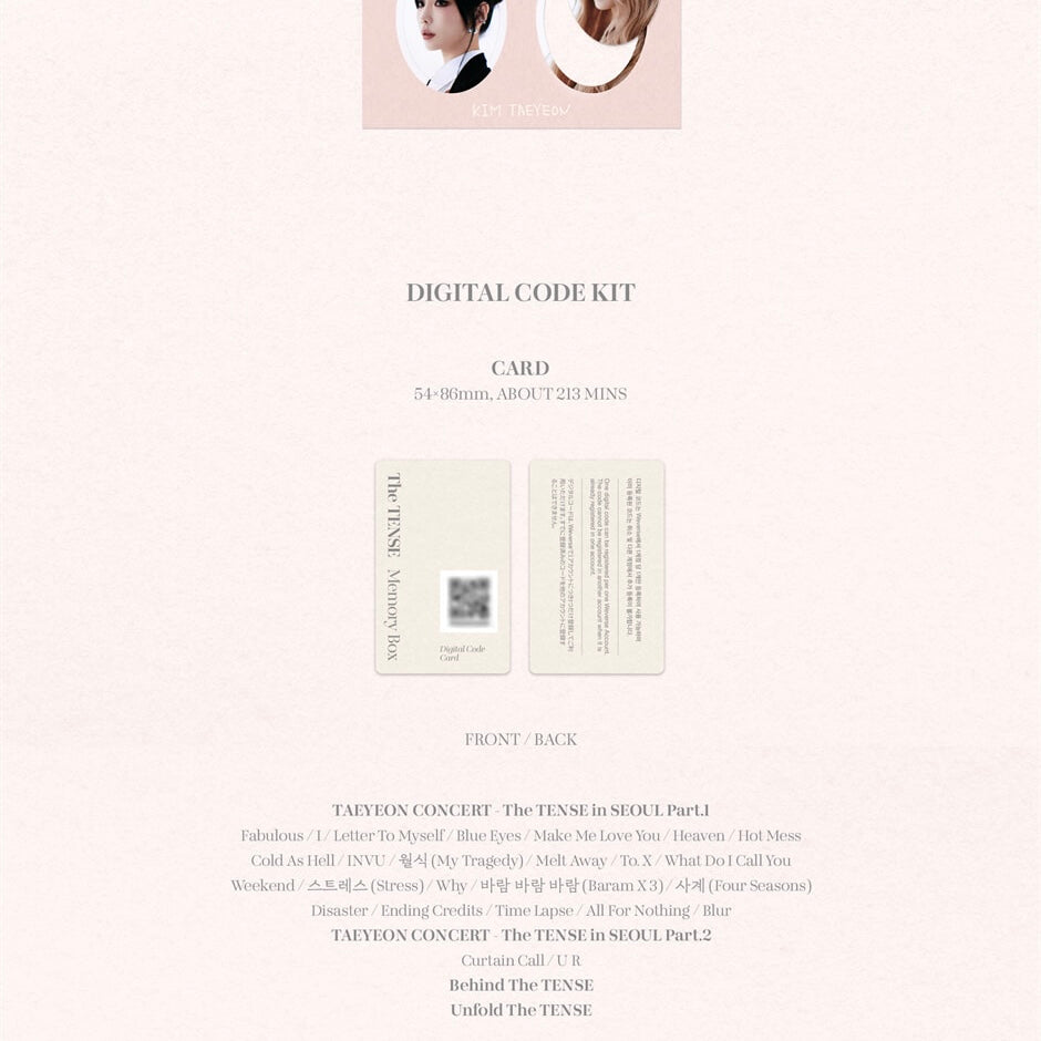 (PRE-ORDER) TAEYEON CONCERT THE TENSE MEMORY BOX DIGITAL CODE - LightUpK