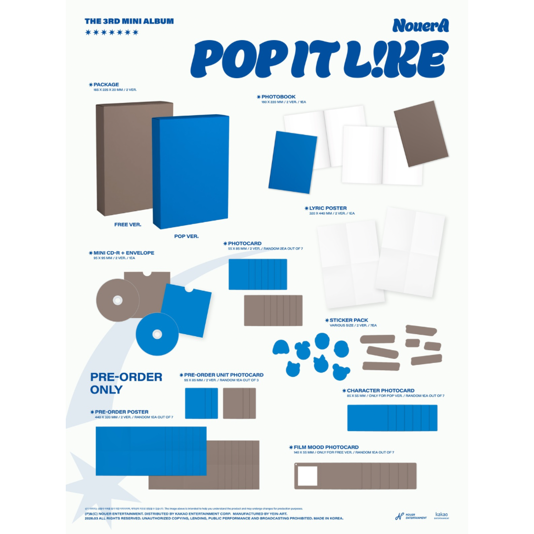(PRE-ORDER) NOUERA - 3RD MINI ALBUM [POP IT LIKE] (2 VERSIONS) RANDOM - LightUpK