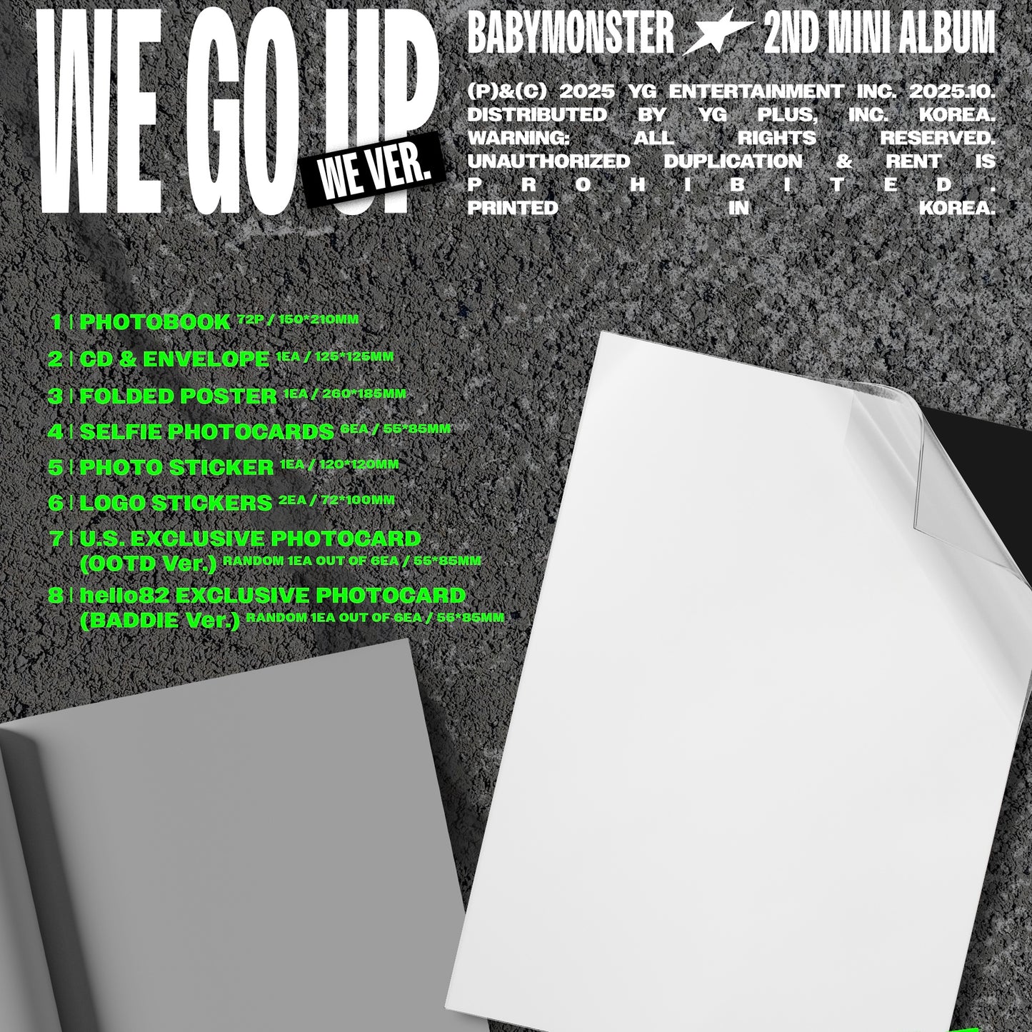 (PRE-ORDER) [HELLO82] (HELLO82 EXCLUSIVE) BABYMONSTER - WE GO UP (3 VERSIONS) - LightUpK