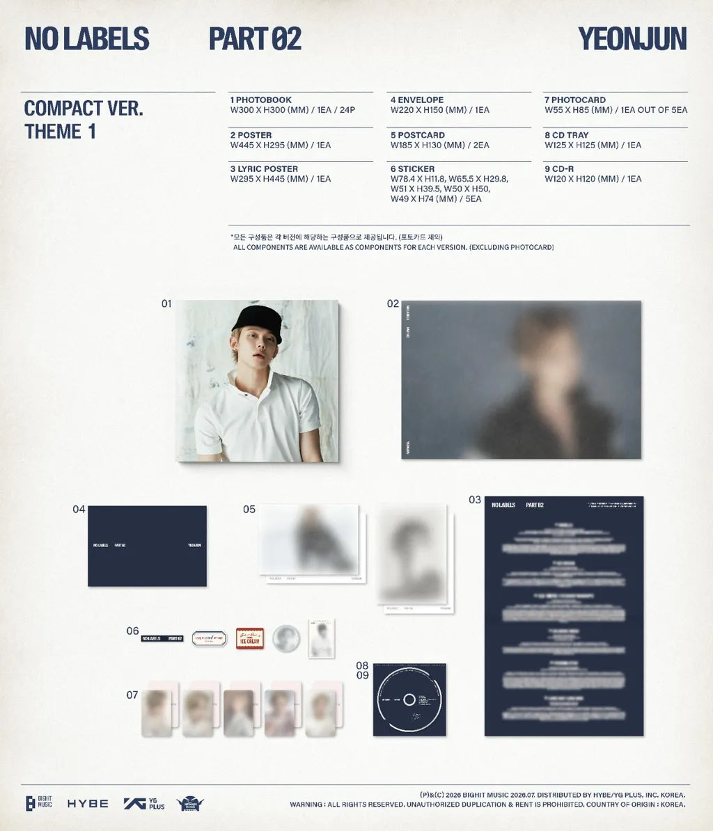 (PRE-ORDER) YEONJUN (TXT) - NO LABELS: PART 02 (COMPACT VER.) (3 VERSIONS) RANDOM
