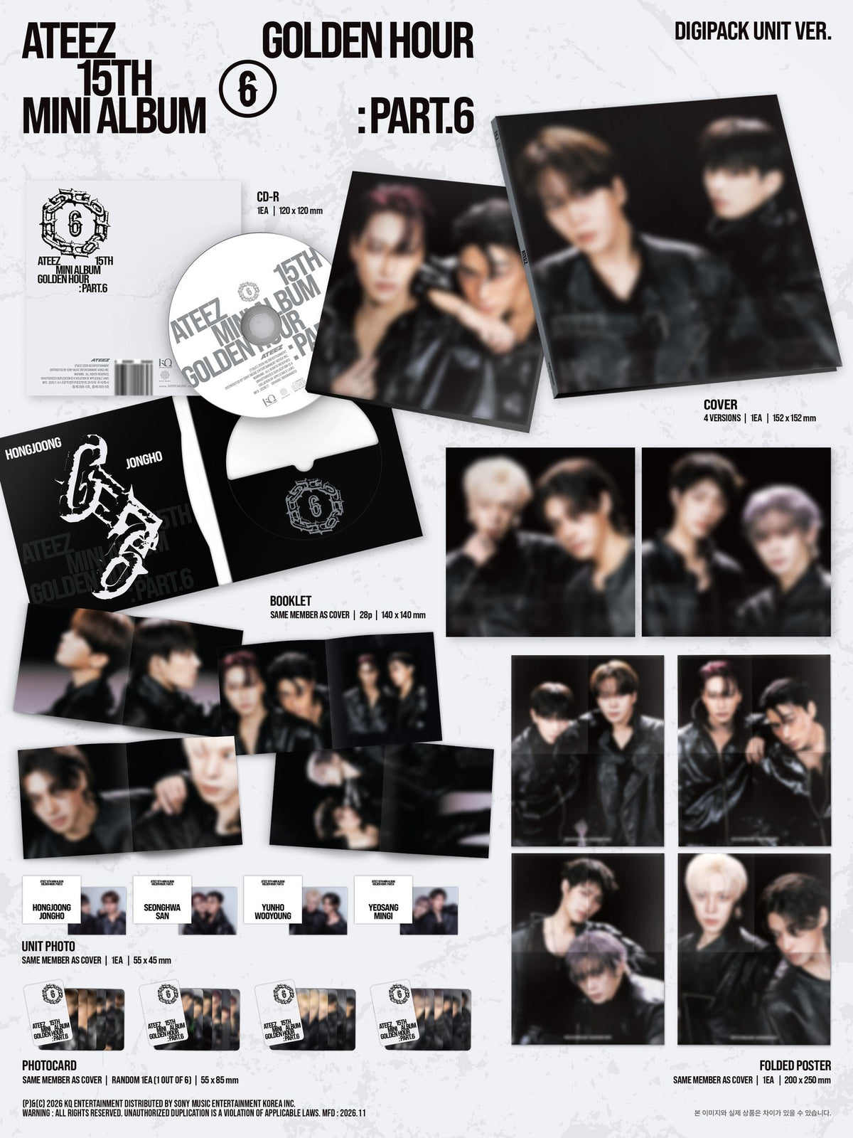 (PRE-ORDER) ATEEZ - GOLDEN HOUR : PART.6 (DIGIPACK UNIT VER.) (4 VERSIONS) RANDOM