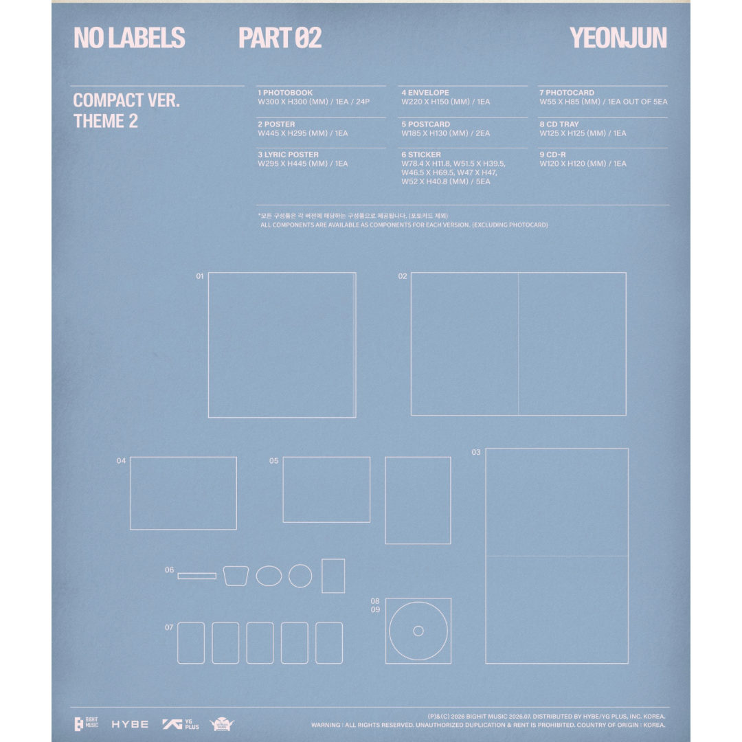 (PRE-ORDER) YEONJUN (TXT) - NO LABELS: PART 02 (COMPACT VER.) (3 VERSIONS) RANDOM