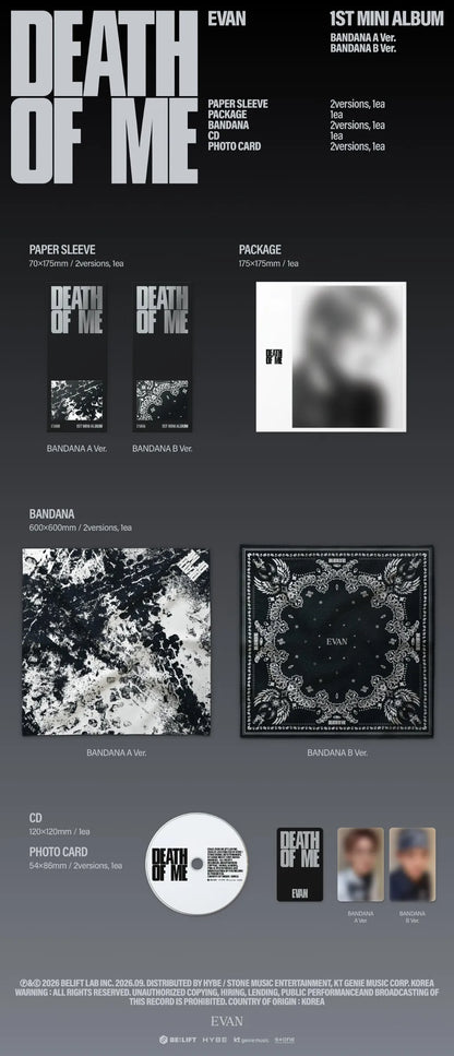 (PRE-ORDER) EVAN - DEATH OF ME (BANDANA VER.) (2 VERSIONS) RANDOM