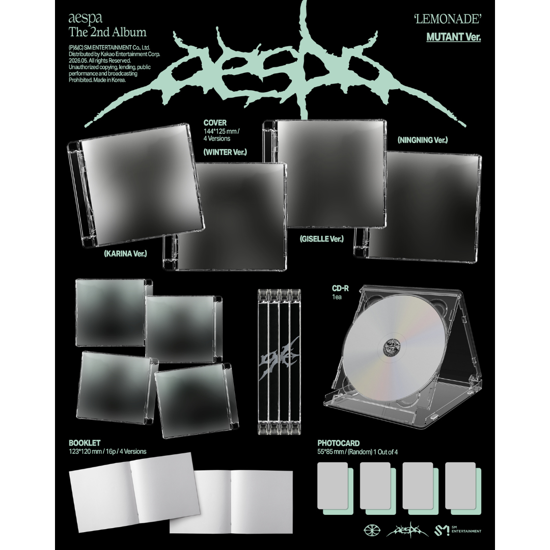 (PRE-ORDER) AESPA - 2ND ALBUM [LEMONADE] (MUTANT VER.) (4 VERSIONS) RANDOM - LightUpK