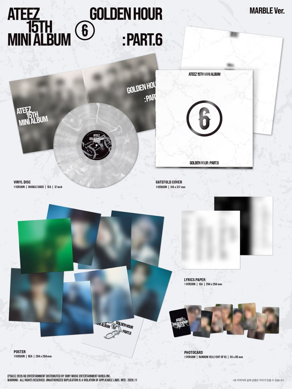 (PRE-ORDER) ATEEZ - 15TH MINI ALBUM [GOLDEN HOUR: PART.6] (MARBLE VER.)