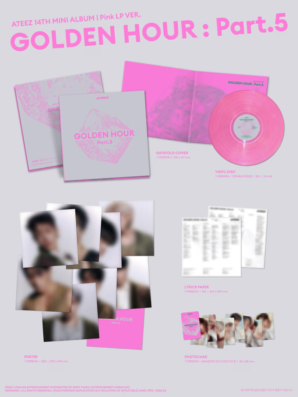 (PRE-ORDER) ATEEZ - GOLDEN HOUR : PART.5 (PINK LP VER.)