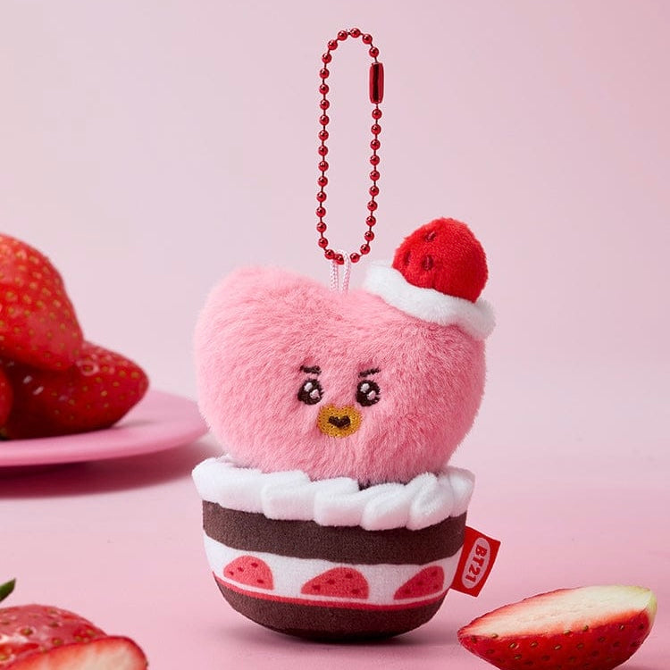 BTS - BT21 STRAWBERRY TART PLUSH KEYRING STRAWBERRY PARTY (7 VERSIONS) - LightUpK