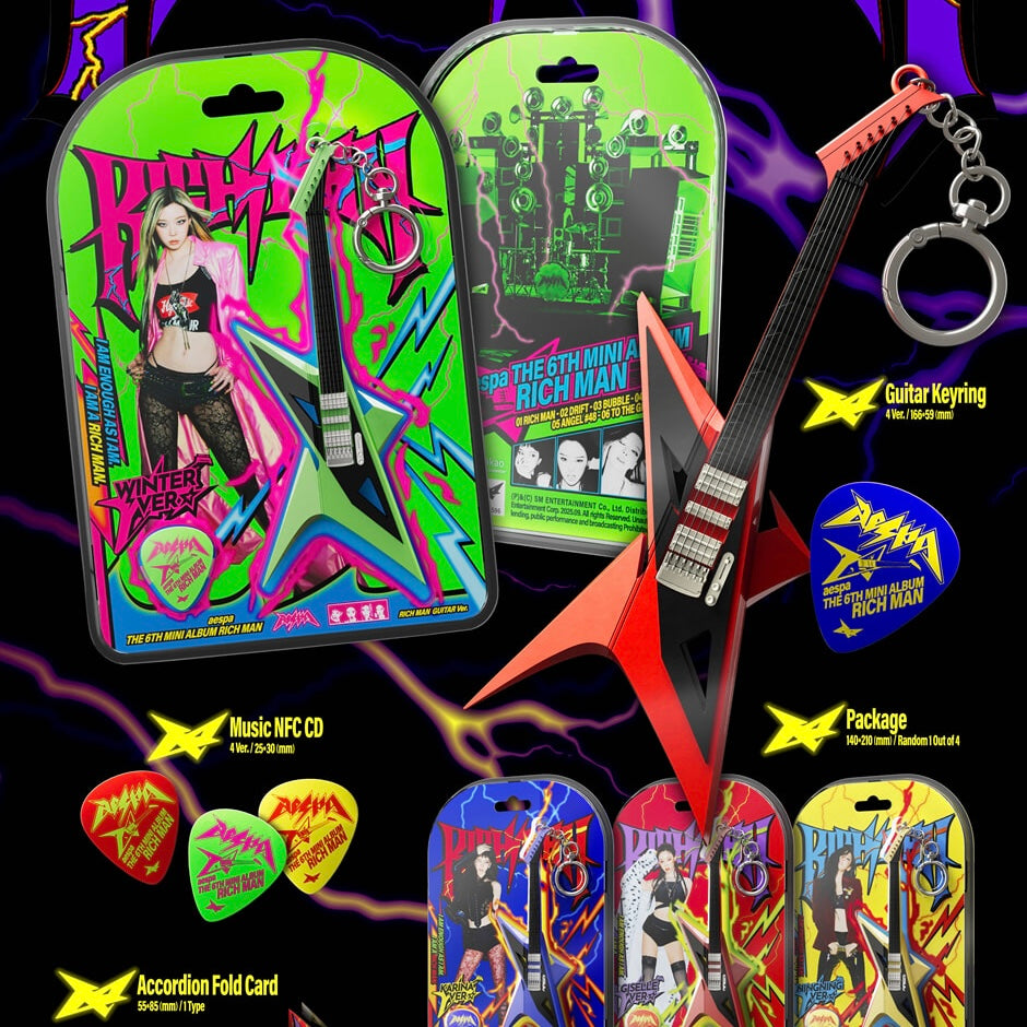 (PRE-ORDER) AESPA - 6TH MINI ALBUM [RICH MAN] (RICH MAN GUITAR VER.) (4 VERSIONS) RANDOM - LightUpK