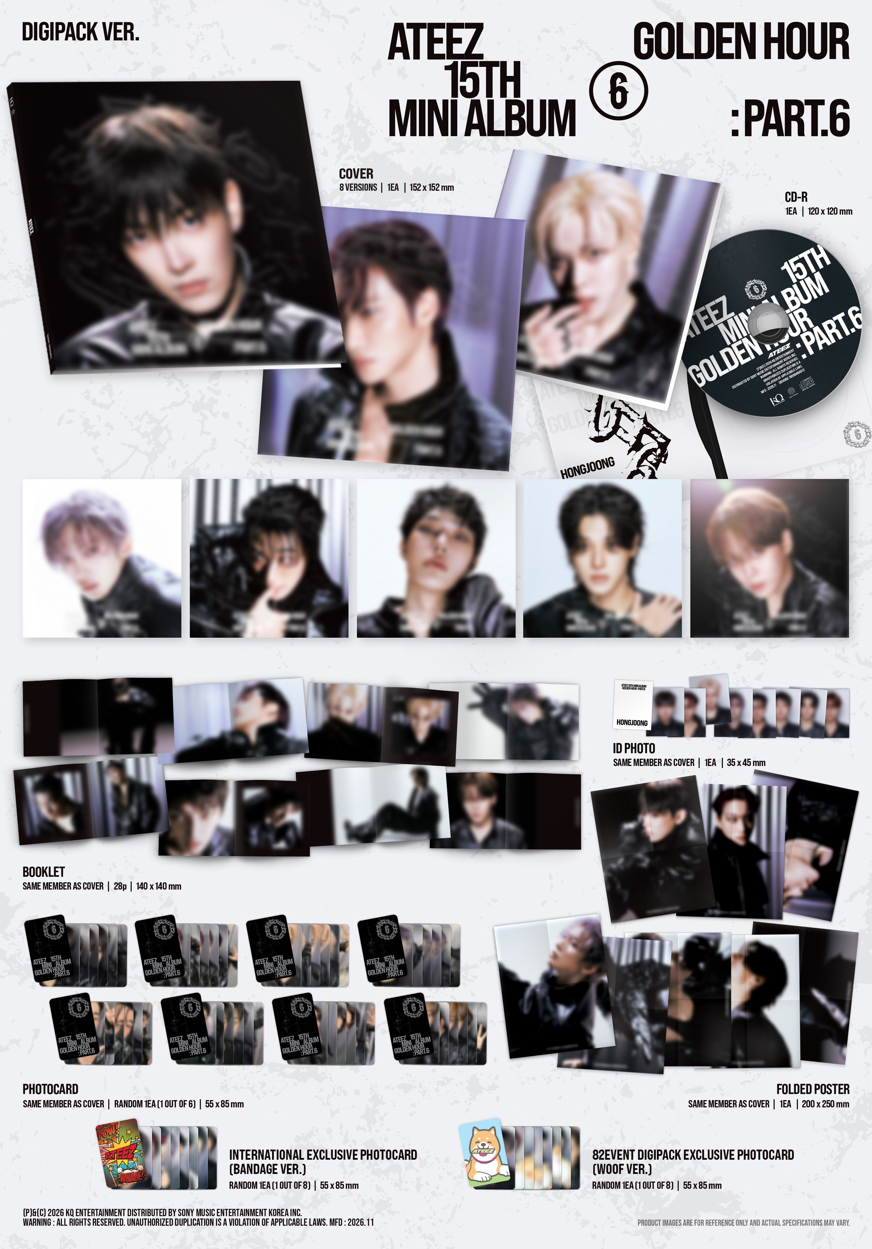 (PRE-ORDER) [hello82] [82EVENT EXCLUSIVE] ATEEZ - GOLDEN HOUR : PART.6 (DIGIPACK VER.) (8 VERSIONS) RANDOM