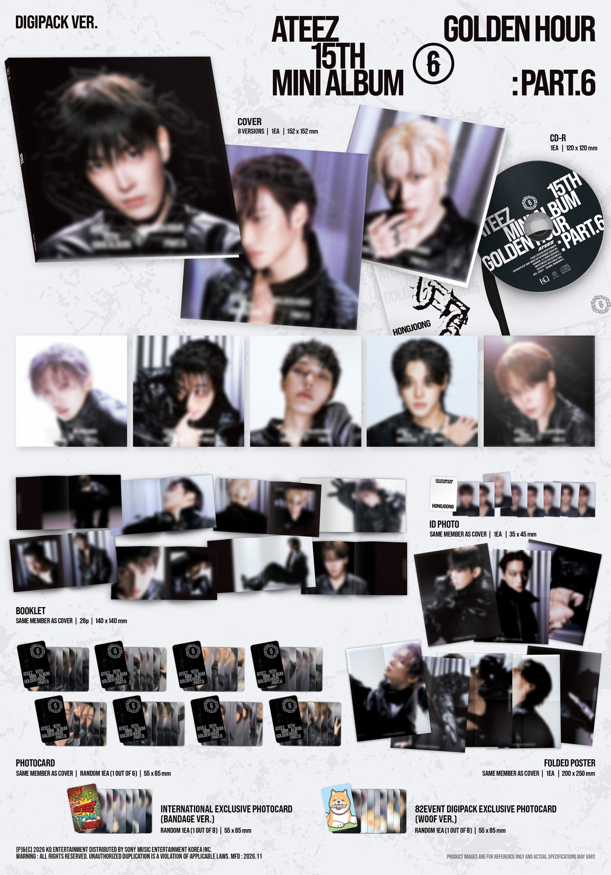 (PRE-ORDER) [hello82] [82EVENT EXCLUSIVE] ATEEZ - GOLDEN HOUR : PART.6 (DIGIPACK VER.) (8 VERSIONS) RANDOM
