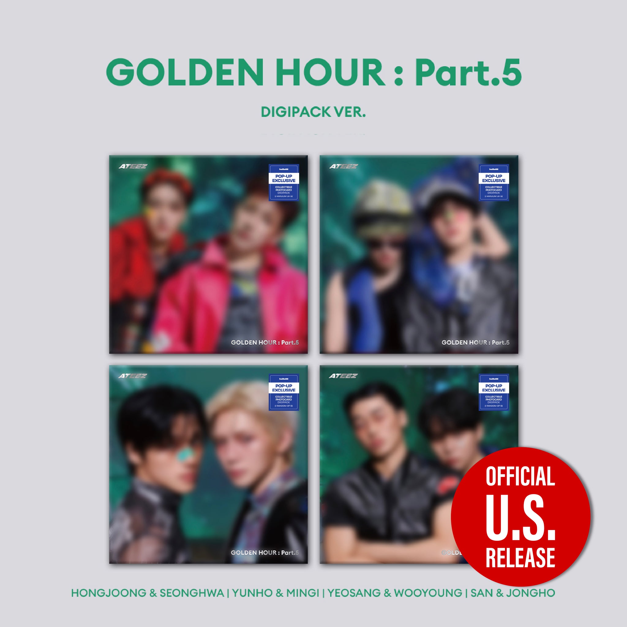 (PRE-ORDER) [hello82] [POP-UP EXCLUSIVE] ATEEZ - GOLDEN HOUR : PART.5 UNIT DIGIPACK (4 VERSIONS) RANDOM